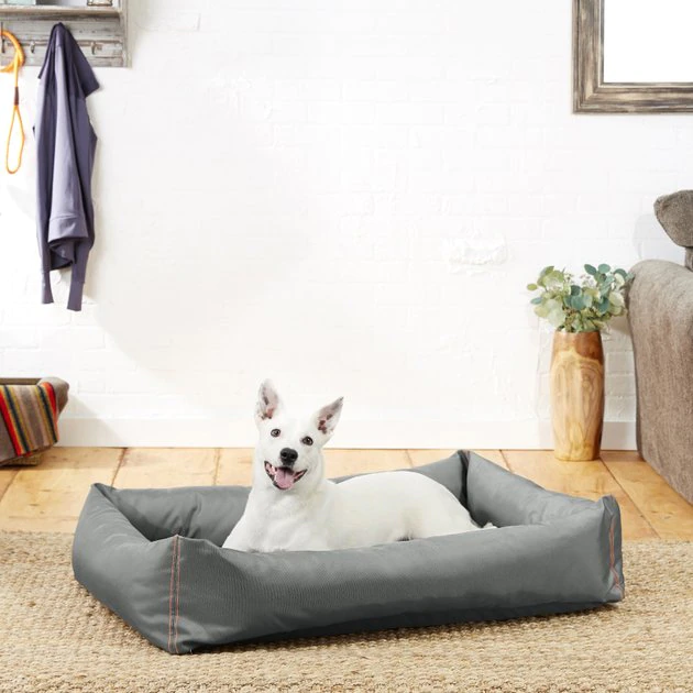 Frisco Rectangular Bolster Dog Bed w/Removable Cover, Dark Gray 3 Frisco Rectangular Bolster Dog Bed w/Removable Cover, Dark Gray