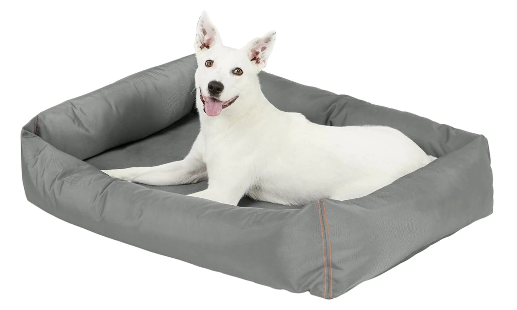 Frisco Rectangular Bolster Dog Bed w/Removable Cover, Dark Gray 6 Frisco Rectangular Bolster Dog Bed w/Removable Cover, Dark Gray - Image 4