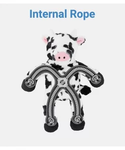 Frisco Plush with Inside Rope Squeaking Cow Dog Toy -The Frisco Store 147063 PT2. SY630 V1542751621