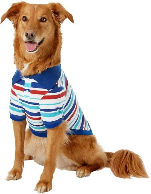 Frisco Striped Dog & Cat Polo Shirt, Red & Blue 5 Frisco Striped Dog & Cat Polo Shirt, Red & Blue - Image 3