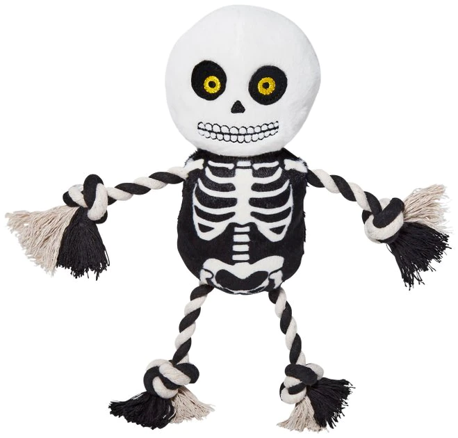 Frisco Halloween Skeleton Plush with Rope Squeaky Dog Toy 3 Frisco Halloween Skeleton Plush with Rope Squeaky Dog Toy