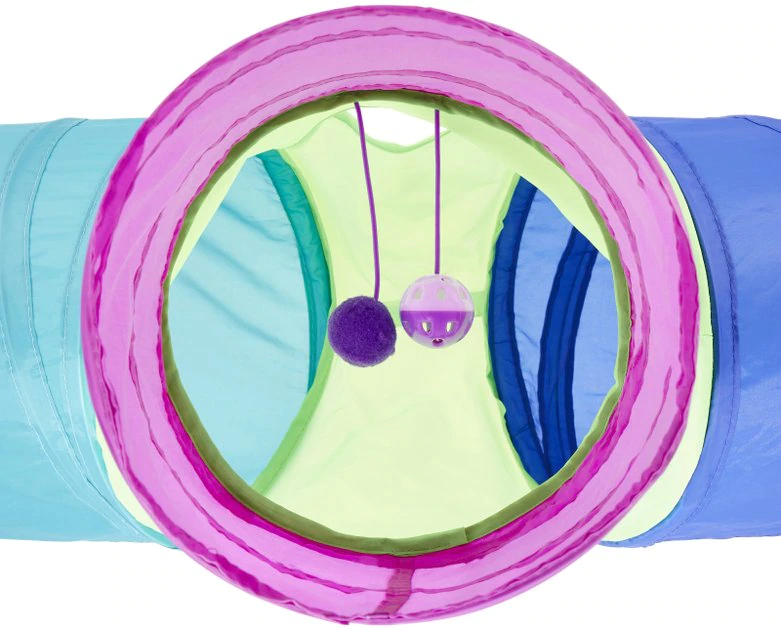 Frisco Peek-a-Boo Cat Chute Cat Toy, Colorful Tri-Tunnel 5 Frisco Peek-a-Boo Cat Chute Cat Toy, Colorful Tri-Tunnel - Image 3