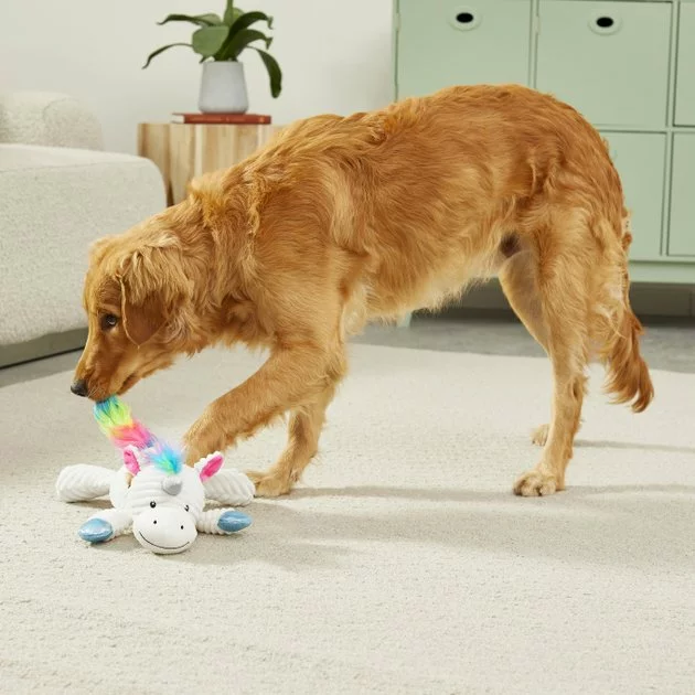 Frisco Corduroy Plush Squeaking Unicorn Dog Toy 5 Frisco Corduroy Plush Squeaking Unicorn Dog Toy - Image 3