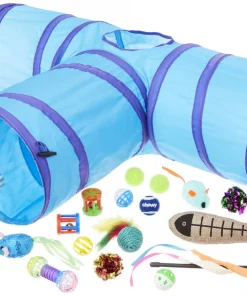 Frisco Plush, Teaser, Ball & Tri-Tunnel Variety Pack Cat Toy with Catnip, 20 count