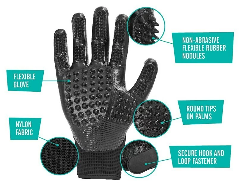 Frisco Dog & Cat Deshedding & Grooming Gloves, Black 6 Frisco Dog & Cat Deshedding & Grooming Gloves, Black - Image 4