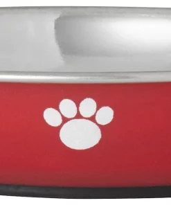 Frisco Heavy Duty Non-Skid Saucer Cat Bowl, Red Paw