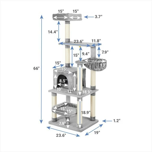 Frisco 66-in Cat Tree with Bed, Condo, Lounge Basket & Top Perch 4 Frisco 66-in Cat Tree with Bed, Condo, Lounge Basket & Top Perch - Image 2