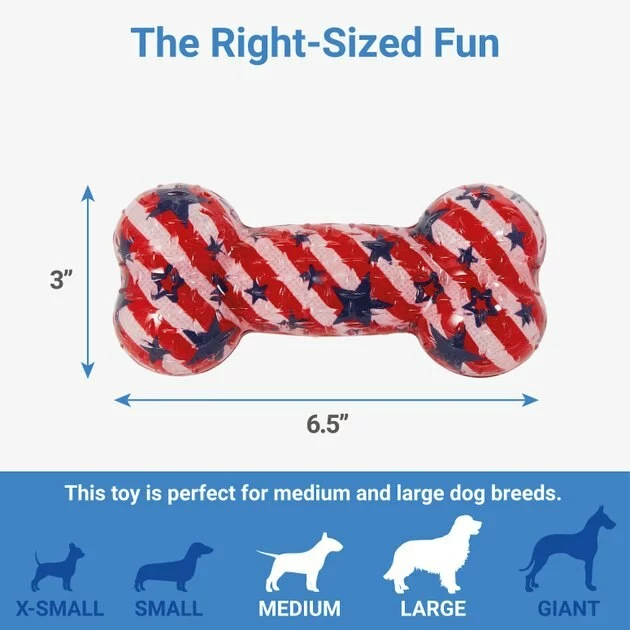 Frisco Americana TPR Bone Squeaky Dog Toy, 2 count 4 Frisco Americana TPR Bone Squeaky Dog Toy, 2 count - Image 2