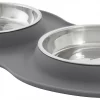 Frisco Double Stainless Steel Dog & Cat Bowl with Silicone Mat, Light Gray, 1.75 Cups -The Frisco Store 215986 MAIN. SY630 V1591020063