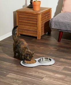 Frisco Double Stainless Steel Dog & Cat Bowl with Silicone Mat, Light Gray, 1.75 Cups -The Frisco Store 215986 PT6. SY630 V1605657710