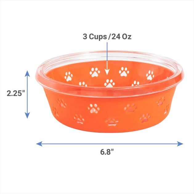 Frisco Paw Design Glass Bowl with Silicone Sleeve, 3 Cups 4 Frisco Paw Design Glass Bowl with Silicone Sleeve, 3 Cups - Image 2