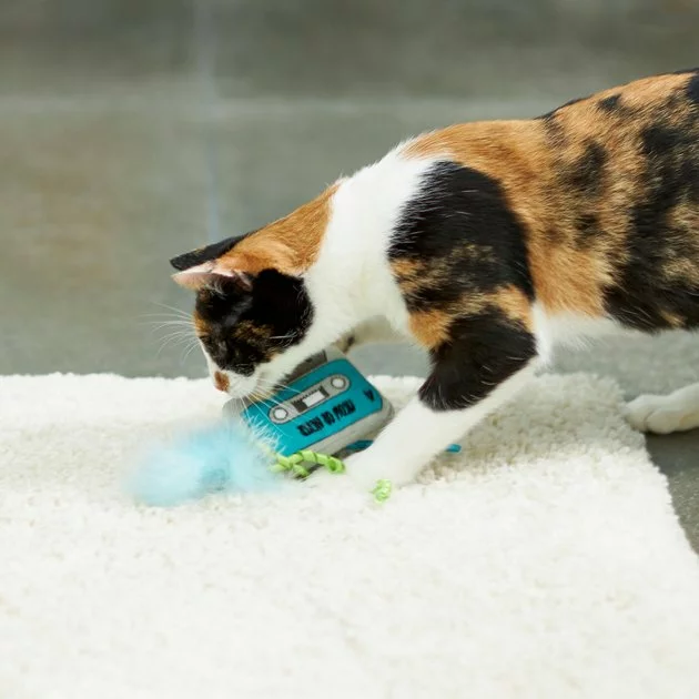 Frisco Retro Cassette Plush Kicker Cat Toy with Catnip 5 Frisco Retro Cassette Plush Kicker Cat Toy with Catnip - Image 3