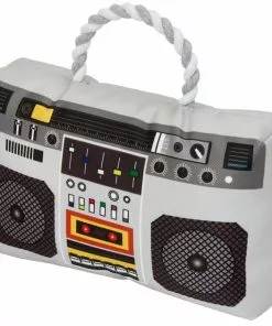 Frisco Retro Boombox Plush with Rope Squeaky Dog Toy