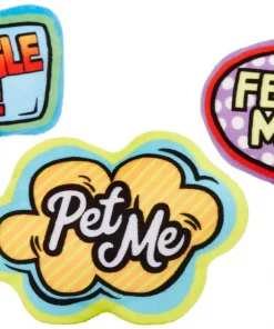 Frisco Retro Plush Squeaky Comic Book Bubble Dog Toy, 3 count