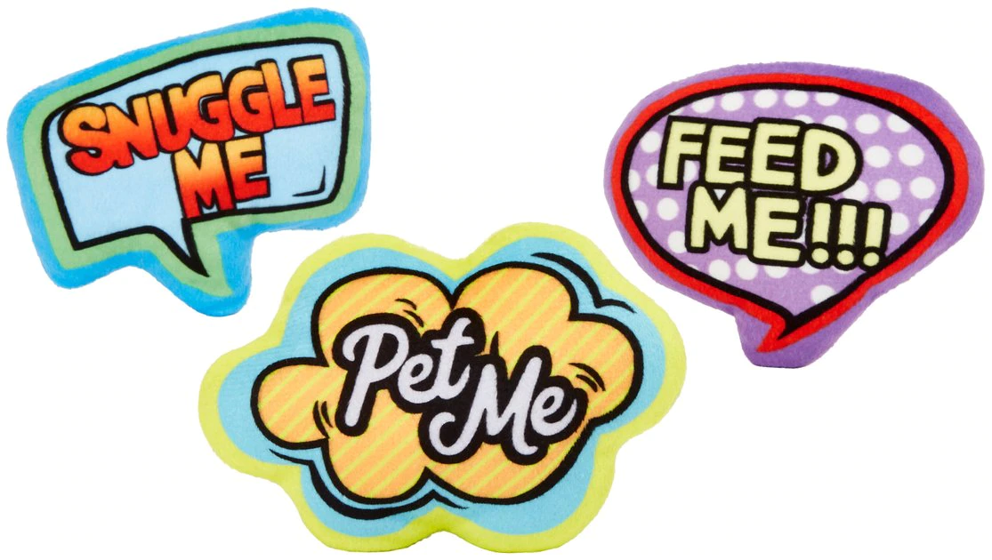 Frisco Retro Plush Squeaky Comic Book Bubble Dog Toy, 3 count 3 Frisco Retro Plush Squeaky Comic Book Bubble Dog Toy, 3 count