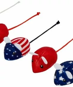 Frisco Americana Plush Mice Cat Toy with Catnip, 5 count