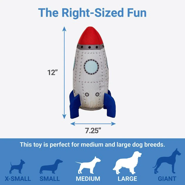 Frisco Ballistic Nylon Plush Squeaky Rocket Ship Dog Toy 4 Frisco Ballistic Nylon Plush Squeaky Rocket Ship Dog Toy - Image 2