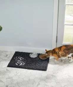 Frisco Microfiber Chenille Paw Print Dog & Cat Mat, Dark Gray 10 Frisco Microfiber Chenille Paw Print Dog & Cat Mat, Dark Gray -The Frisco Store 235893 PT4. SY630 V1606833755