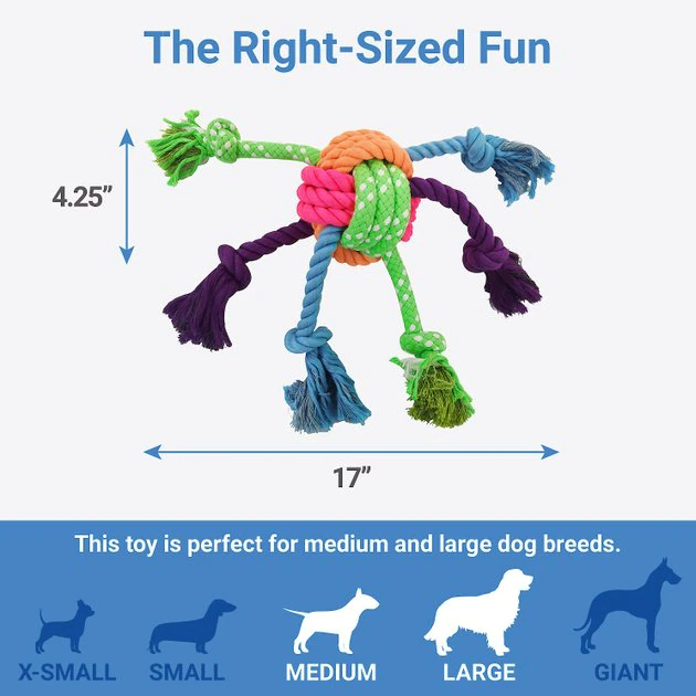 Frisco Colorful Ball Knot Rope Dog Toy 4 Frisco Colorful Ball Knot Rope Dog Toy - Image 2