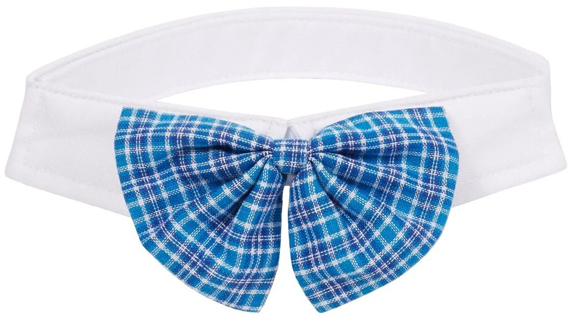 Frisco Plaid Dog & Cat Bow Tie, Blue 5 Frisco Plaid Dog & Cat Bow Tie, Blue - Image 3