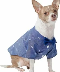 Frisco Anchor Print Chambray Dog & Cat Button Up Shirt -The Frisco Store 249104 PT2. SY630 V1624610257