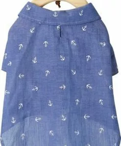 Frisco Anchor Print Chambray Dog & Cat Button Up Shirt -The Frisco Store 249104 PT3. SY630 V1624605471