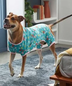 Frisco Teal Floral Dog & Cat Jersey PJs -The Frisco Store 249132 PT5. SY630 V1637725019
