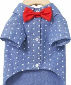 Frisco Polka Dot Chambray Dog & Cat Button Up Shirt