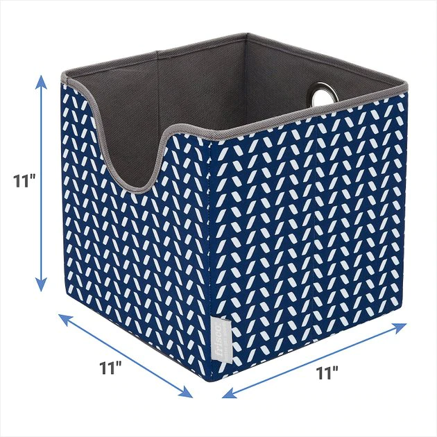 Frisco Square Collapsible Pet Toy Storage Bin, Navy Herringbone 5 Frisco Square Collapsible Pet Toy Storage Bin, Navy Herringbone - Image 3