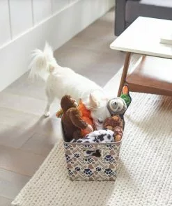 Frisco Rectangle Collapsible Pet Toy Storage Bin, Tan Novelty Paws -The Frisco Store 250581 PT3. SY630 V1615572098
