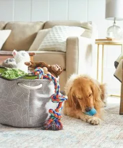 Frisco Round Collapsible Pet Toy Storage Bin, Gray Basket Weave -The Frisco Store 250585 PT3. SY630 V1615572111