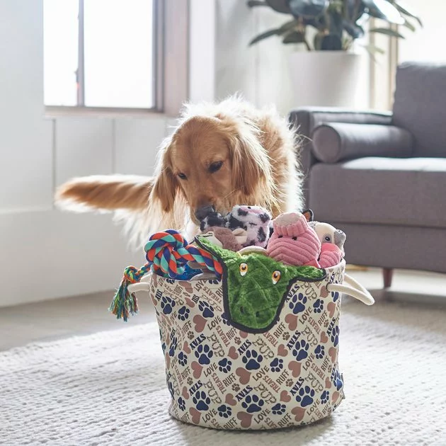 Frisco Round Collapsible Pet Toy Storage Bin, Tan Novelty Paws 3 Frisco Round Collapsible Pet Toy Storage Bin, Tan Novelty Paws