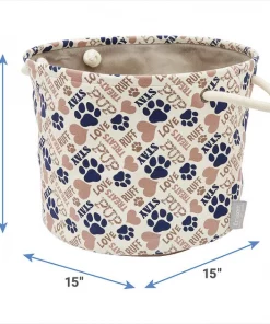 Frisco Round Collapsible Pet Toy Storage Bin, Tan Novelty Paws 8 Frisco Round Collapsible Pet Toy Storage Bin, Tan Novelty Paws -The Frisco Store 250589 PT2. SY630 V1613772684