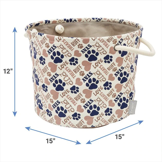 Frisco Round Collapsible Pet Toy Storage Bin, Tan Novelty Paws 5 Frisco Round Collapsible Pet Toy Storage Bin, Tan Novelty Paws - Image 3