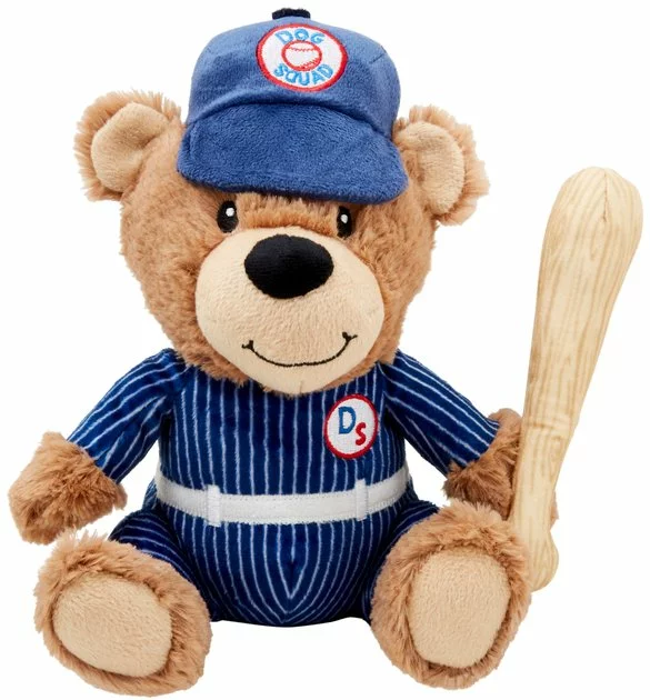 Frisco Baseball Bear Plush Squeaky Dog Toy, Blue 3 Frisco Baseball Bear Plush Squeaky Dog Toy, Blue