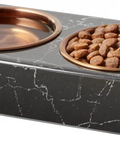 Frisco Copper Stainless Steel Double Dog & Cat Bowls with Black Marble Stand, 0.75 Cups -The Frisco Store 253058 PT3. SY630 V1616593931