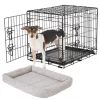 Frisco Fold & Carry Double Door Collapsible Wire Dog Crate & Frisco Gray Basket Weave Dog Crate Mat -The Frisco Store 255477 MAIN. SY630 V1604096520