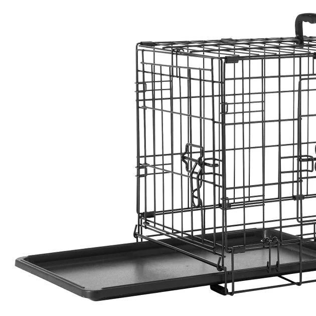 Frisco Fold & Carry Double Door Collapsible Wire Dog Crate & Frisco Gray Basket Weave Dog Crate Mat 4 Frisco Fold & Carry Double Door Collapsible Wire Dog Crate & Frisco Gray Basket Weave Dog Crate Mat - Image 2