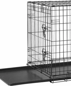 Frisco Fold & Carry Double Door Collapsible Wire Dog Crate, 36 inch & Frisco Gray Basket Weave Dog Crate Mat, 36-in -The Frisco Store 255481 PT1. SY630 V1604081377