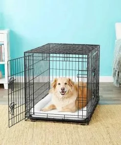 Frisco Fold & Carry Double Door Collapsible Wire Dog Crate, 36 inch & Frisco Gray Basket Weave Dog Crate Mat, 36-in -The Frisco Store 255481 PT2. SY630 V1604081325