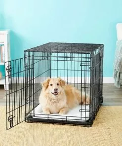 Frisco Heavy Duty Fold & Carry Double Door Collapsible Wire Dog Crate & Frisco Wire Dog Exercise Pen with Step-Through Door, Black -The Frisco Store 255537 PT2. SY630 V1603646531