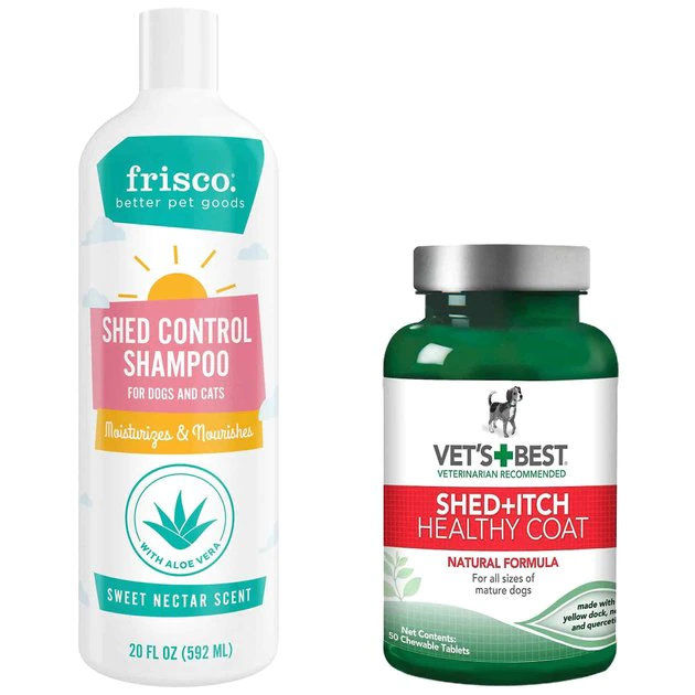 Frisco||Vet's Best Frisco Shed Control Shampoo for Dogs & Cats, 20-oz bottle & Vet's Best Healthy Coat Shed & Itch Relief Dog Supplement 3 Frisco||Vet's Best Frisco Shed Control Shampoo for Dogs & Cats, 20-oz bottle & Vet's Best Healthy Coat Shed & Itch Relief Dog Supplement