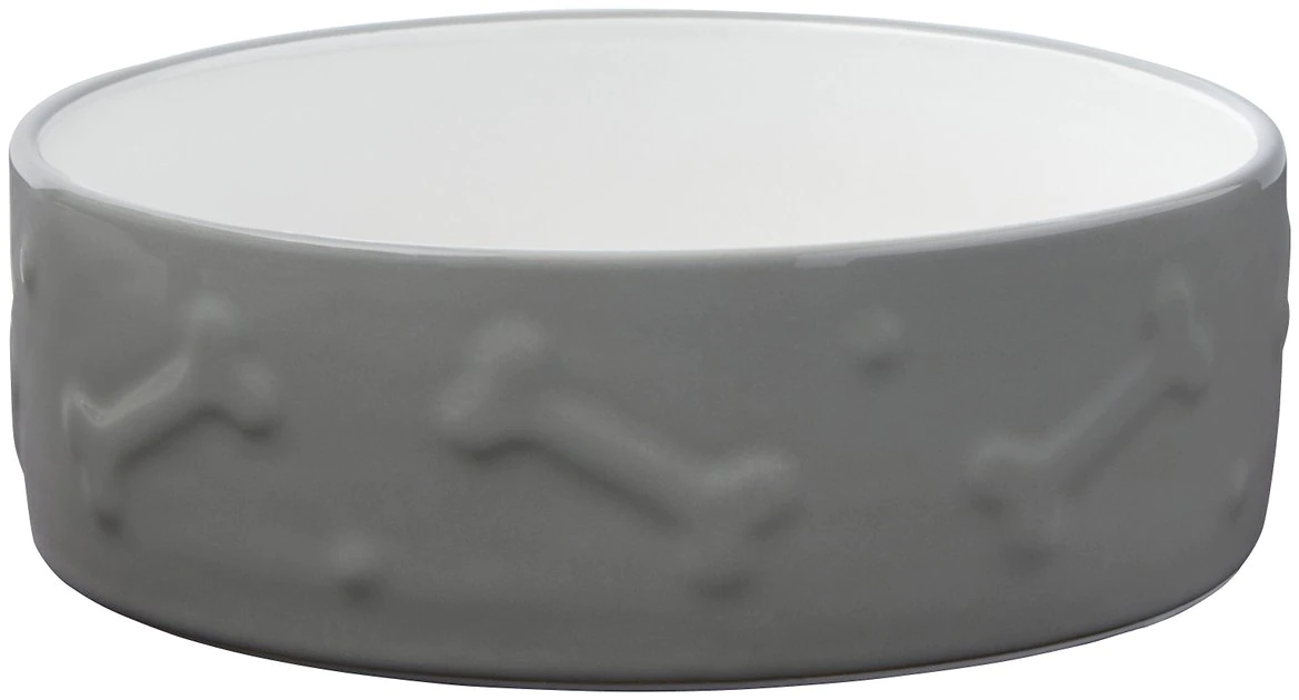 Frisco Bones Non-skid Ceramic Dog & Cat Bowl, Gray 3 Frisco Bones Non-skid Ceramic Dog & Cat Bowl, Gray