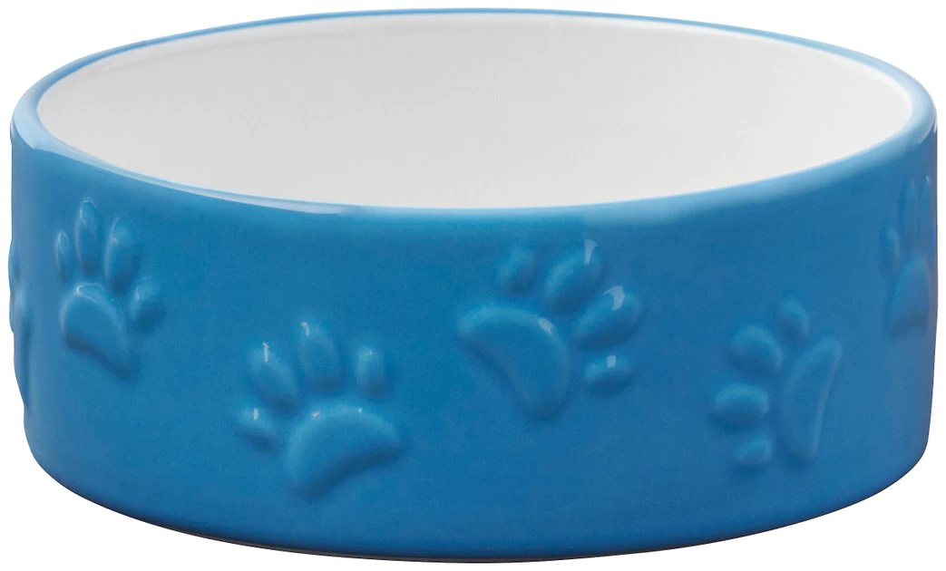 Frisco Paw Prints Non-skid Ceramic Dog & Cat Bowl, Blue 3 Frisco Paw Prints Non-skid Ceramic Dog & Cat Bowl, Blue