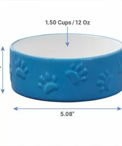 Frisco Paw Prints Non-skid Ceramic Dog & Cat Bowl, Blue 10 Frisco Paw Prints Non-skid Ceramic Dog & Cat Bowl, Blue -The Frisco Store 256067 PT1. SY630 V1616697247