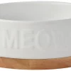 Frisco Round Meow Non-skid Ceramic Cat Bowl with Wood Base, 1.25 cups -The Frisco Store 256078 MAIN. SY630 V1615299727