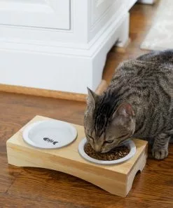 Frisco Double Elevated Cat Bowl with Wood Stand, 0.62 Cup 10 Frisco Double Elevated Cat Bowl with Wood Stand, 0.62 Cup -The Frisco Store 256082 PT2. SY630 V1615312650