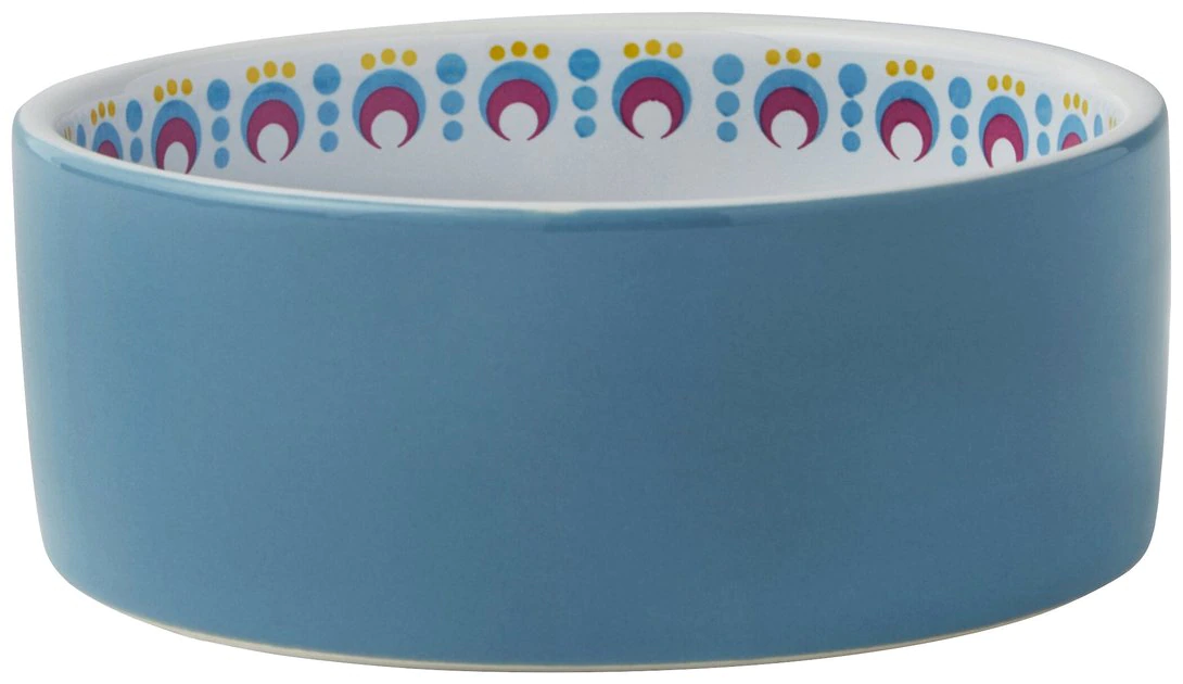 Frisco Kaleidoscope Pattern Non-skid Ceramic Cat Dish, Blue, 1.62 Cups 3 Frisco Kaleidoscope Pattern Non-skid Ceramic Cat Dish, Blue, 1.62 Cups