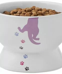 Frisco Cat Print Non-skid Elevated Ceramic Cat Bowl, Short, 1.0 Cup -The Frisco Store 256096 PT5. SY630 V1616522496