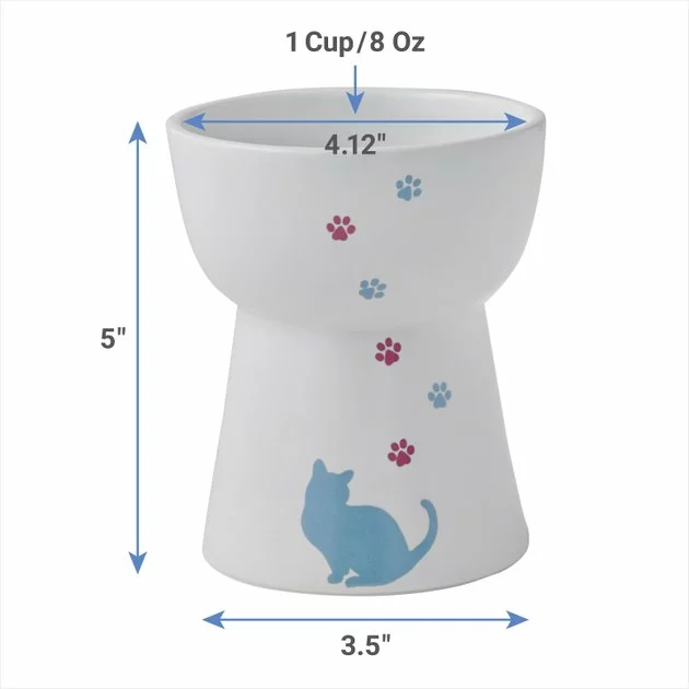 Frisco Cat Print Non-skid Elevated Ceramic Cat Bowl, Tall 4 Frisco Cat Print Non-skid Elevated Ceramic Cat Bowl, Tall - Image 2